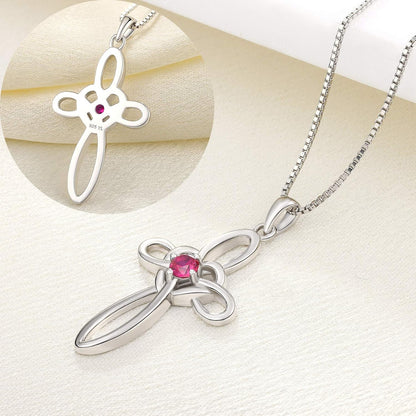 Celtic Knot Cross Necklace Sterling Silver Cubic Zirconia Loop Infinity Pendant Gemstones Crucifix Jewelry