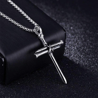 Cross Necklace for Men Cross Pendant STRENGTH Bible Verse Stainless Steel Necklace