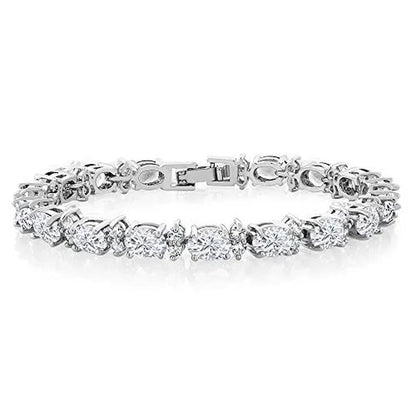 Gem Stone King 925 Sterling Silver Gorgeous Oval and Round Sparkling Cubic Zirconia CZ Tennis Bracelet Jewelry Gift