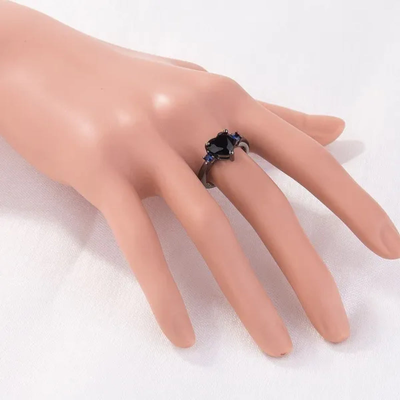 Rings Charm Couple Ring Stainless Steel Men's Ring Blue Color Sapphire Women's Wedding Ring Sets
