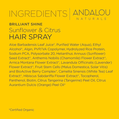 Brilliant Shine Hair Spray, Sunflower & Citrus, Styling and Hair Shine Spray with Medium Hold, Tames Frizzy Hair & Flyaways, Quick Drying & Non-Sticky, Cruelty Free, 8.2 Fl Oz