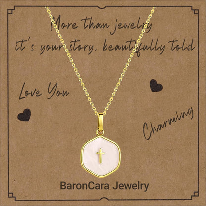 2 Pcs Cross Necklace for Women, Gold/Sterling Silver Plated Dainty Cross Pendant Necklace, Adjustable Chain, Trendy Gold Jewelry Gift for Women and Men - WORLD TIME VISITS