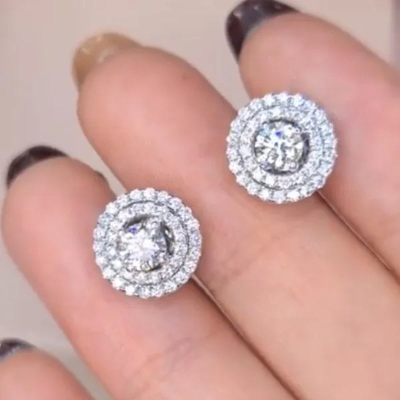 1 Pair Cubic Zircon Stud Earrings for Women Bridal Engagement Wedding Earrings Jewelry Gift