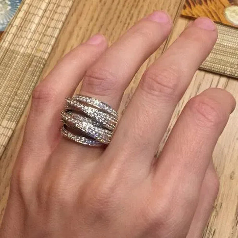 Fashion Jewelry 925 Sterling Silver Diamond White Sapphire Ring Size6-10