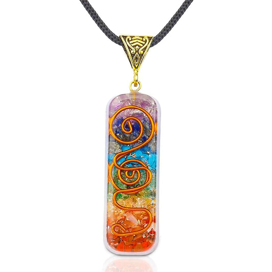 Orgone Chakra Necklace with Adjustable Cord - 7 Chakra Stone Healing Pendant for Spiritual Healing