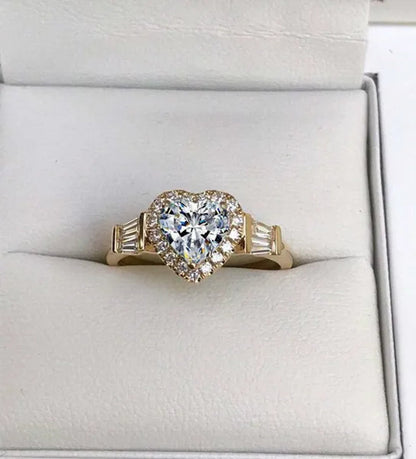 Elegant Noble Women Fashion Heart Ring Delicate Princess Proposal Engagement Ring Anniversary Banquet Birthday Gift Romantic Bridal Wedding Eternity Jewelry Ring Size 5-11
