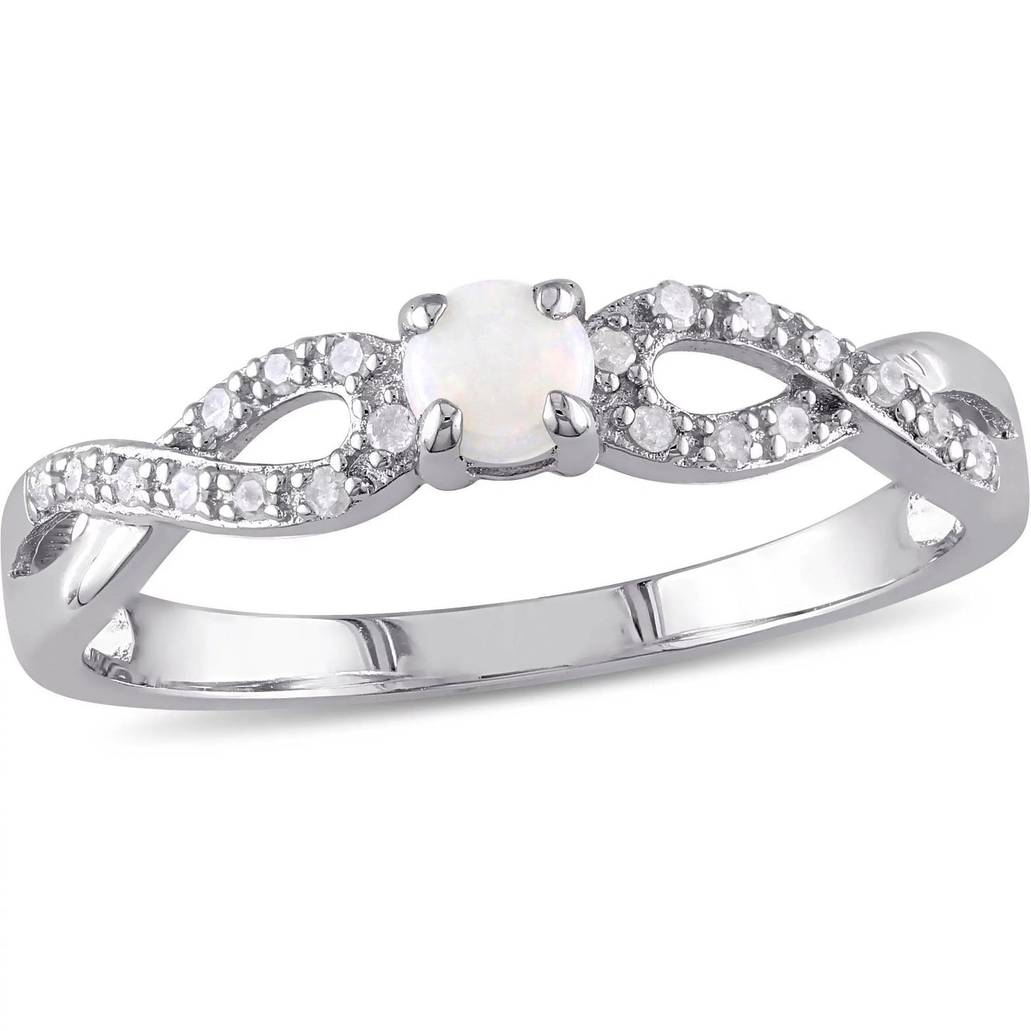 Women'S 1/10 CT Opal 1/10 CT T.W. Diamond Sterling Silver Infinity Symbol Anniversary Ring