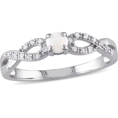 Women'S 1/10 CT Opal 1/10 CT T.W. Diamond Sterling Silver Infinity Symbol Anniversary Ring