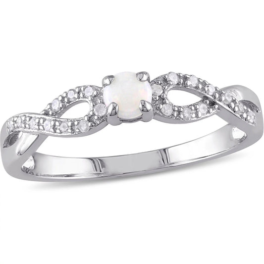 Women'S 1/10 CT Opal 1/10 CT T.W. Diamond Sterling Silver Infinity Symbol Anniversary Ring