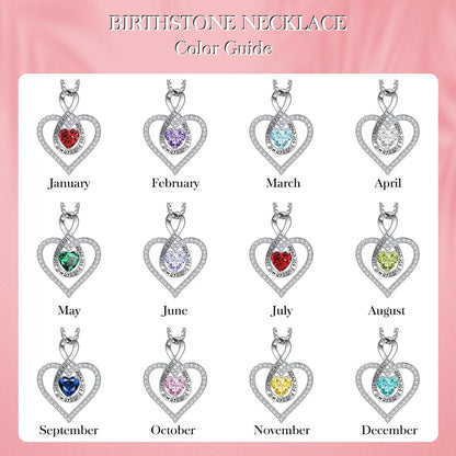 925 Sterling Silver Necklace for Women, Heart Necklace for Women Birthday Gifts for Women Girlfriend Wife Gifts for Anniversary Infinity Birthstone Necklace for Women Christmas Gifts Jewelry for Women