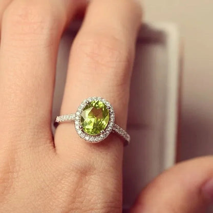 Fashion Women Jewelry Natural 6.0CT 925 Sterling Silver Peridot Diamond Ring Gemstone August Birthstone Wedding Engagement Rings Bridal Gift