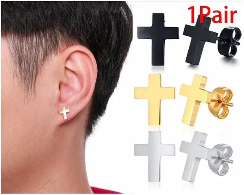 Delysia King Men'S Cross Stud Earrings - WORLD TIME VISITS