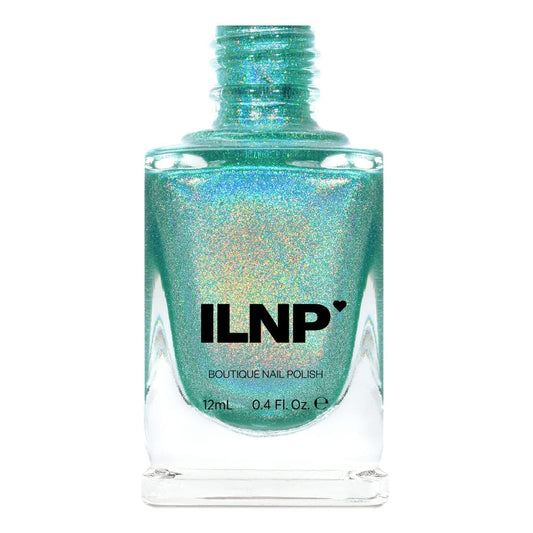 ILNP Aerial View - Aquamarine Ultra Holographic Nail Polish, Chip Resistant Manicure, Long Wear Nail Lacquer, Smooth & Glossy Finish, Non-Toxic, Vegan, Cruelty Free, 12Ml