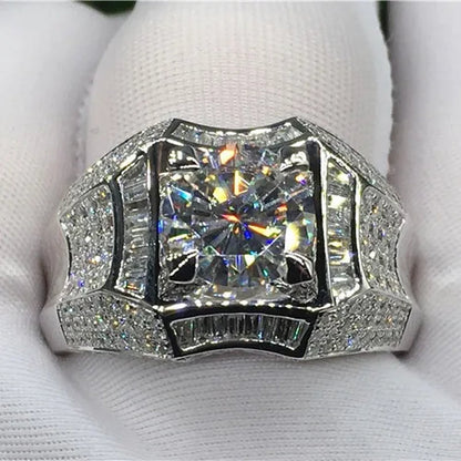 Fashion Men'S Accessories Gold Plated Silver Color Cubic Zirconia Rings Mens Zircon Ring Engagement Wedding Band Ring Fashion Jewelry Size 6-13