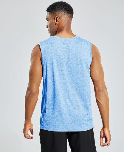 Men’S Sleeveless Tank Top Dry Fit Workout Muscle Tee Shirt for Running Athletic Gym Sports Training, Moisture Wicking