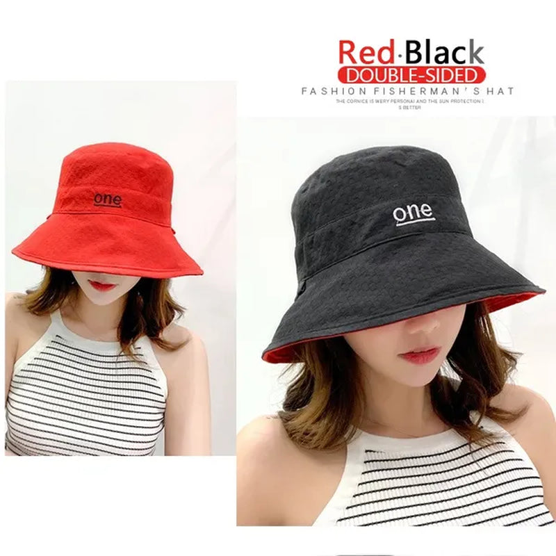Fashion Letter embroidery Double Side Hats Vintage cotton Fisherman Hat Women Couple Sunhat Cap Hip Hop Punk Hat Outdoor Cap for Men Women Bucket Hat