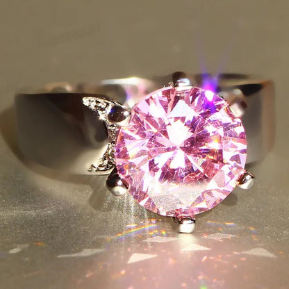 Luxury  Silver Natural Gemstones White Sapphire Birthstone Bride Wedding Engagement Multilayer Crown Ring Size 6 7 8 9 10