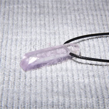 Unique Design Stone Pendant Necklace Fashion Black Rope Natural Stone Aquamarine Amethyst Citrine Beads Necklace Men Women Jewelry