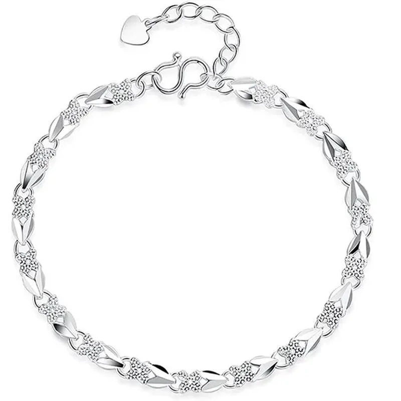 925 Sterling Silver Bracelet for Women Silver Bracelet Four-Leaf Clover Jewelry Friendship Bracelets Lucky Cute Bracelets