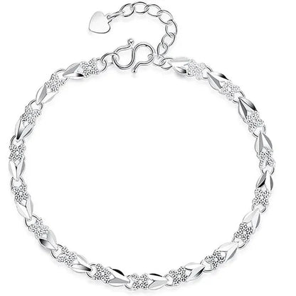 925 Sterling Silver Bracelet for Women Silver Bracelet Four-Leaf Clover Jewelry Friendship Bracelets Lucky Cute Bracelets