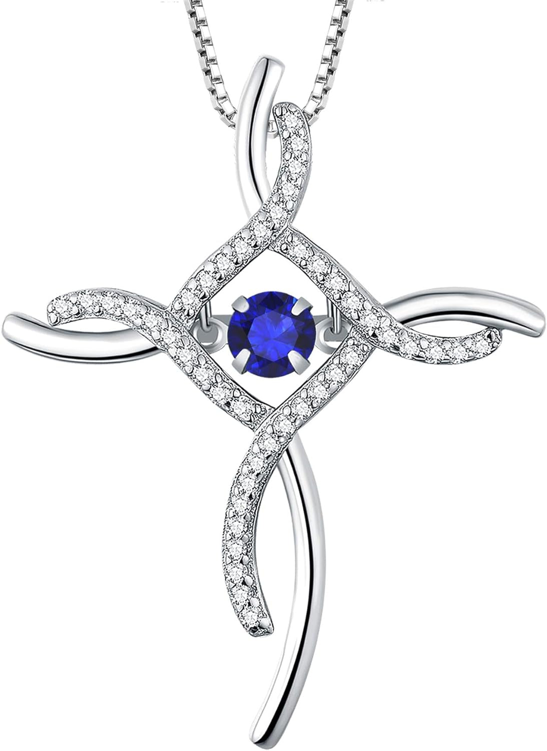 Celtic Knot Cross Necklace Sterling Silver Cubic Zirconia Loop Infinity Pendant Dancing Bristhstones Crucifix Jewelry