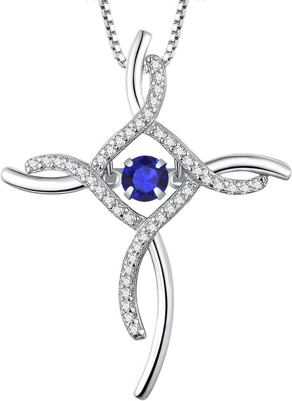 Celtic Knot Cross Necklace Sterling Silver Cubic Zirconia Loop Infinity Pendant Dancing Bristhstones Crucifix Jewelry