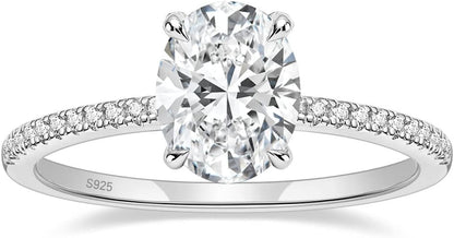 3CT 925 Sterling Silver Engagement Rings Oval Cut Cubic Zirconia CZ Wedding Promise Rings for Her Stunning Wedding Bands for Women Size 3-11 - WORLD TIME VISITS