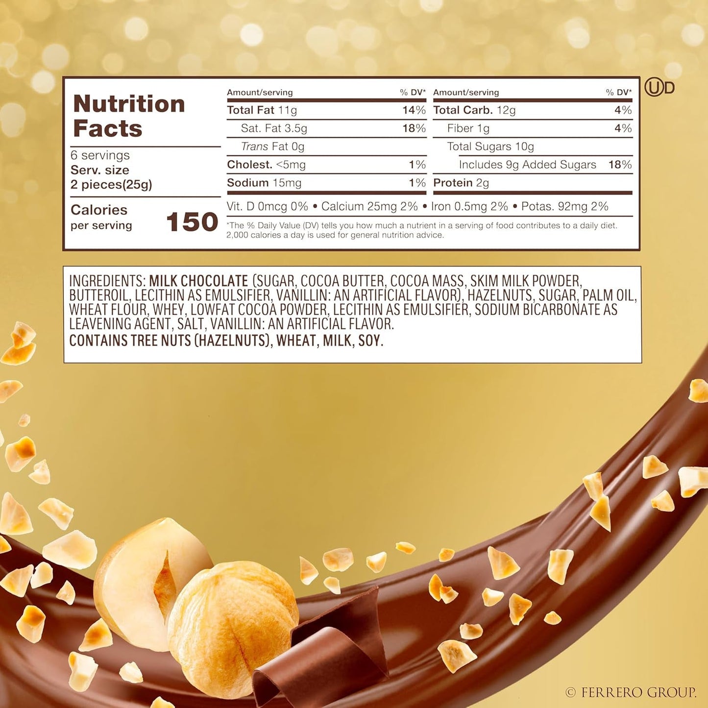 , 12 Count, Gourmet Milk Chocolate Hazelnut, Chocolate Gift Box, Individually Wrapped, 5.3Oz