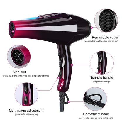 Professional Hair Dryer with Blue Light Far Infrared Negative Ionic 3500W Blow Dryer Fast Drying Heat Hairdryer Powerful Home Salon Hair Dryers with Attachment - WORLD TIME VISITS