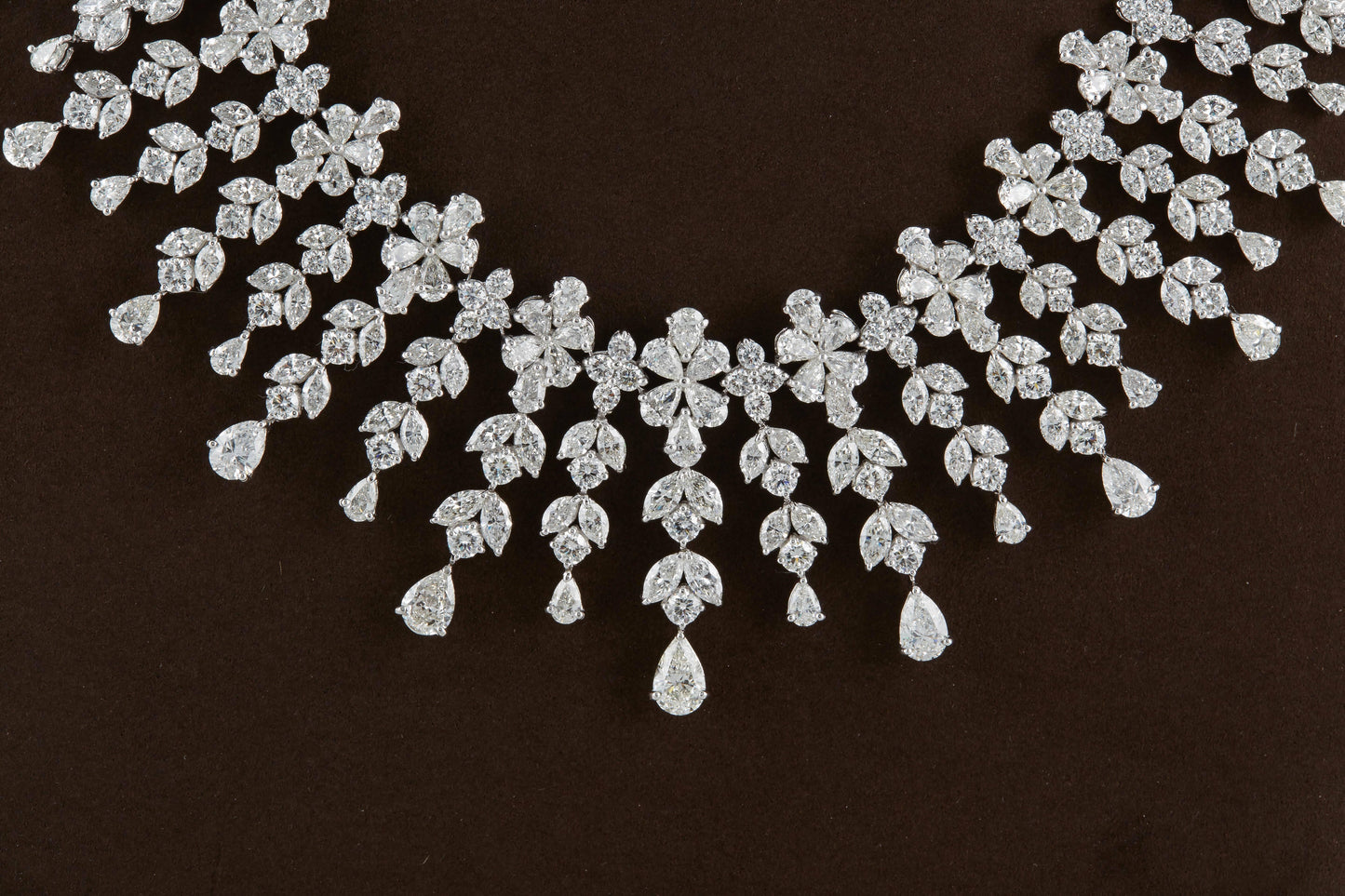 Magnificent 63 Carat Diamond Drop Necklace in Polished Platinum
