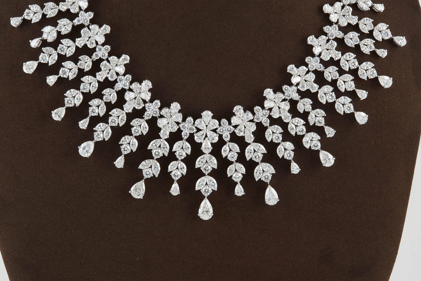 Magnificent 63 Carat Diamond Drop Necklace in Polished Platinum