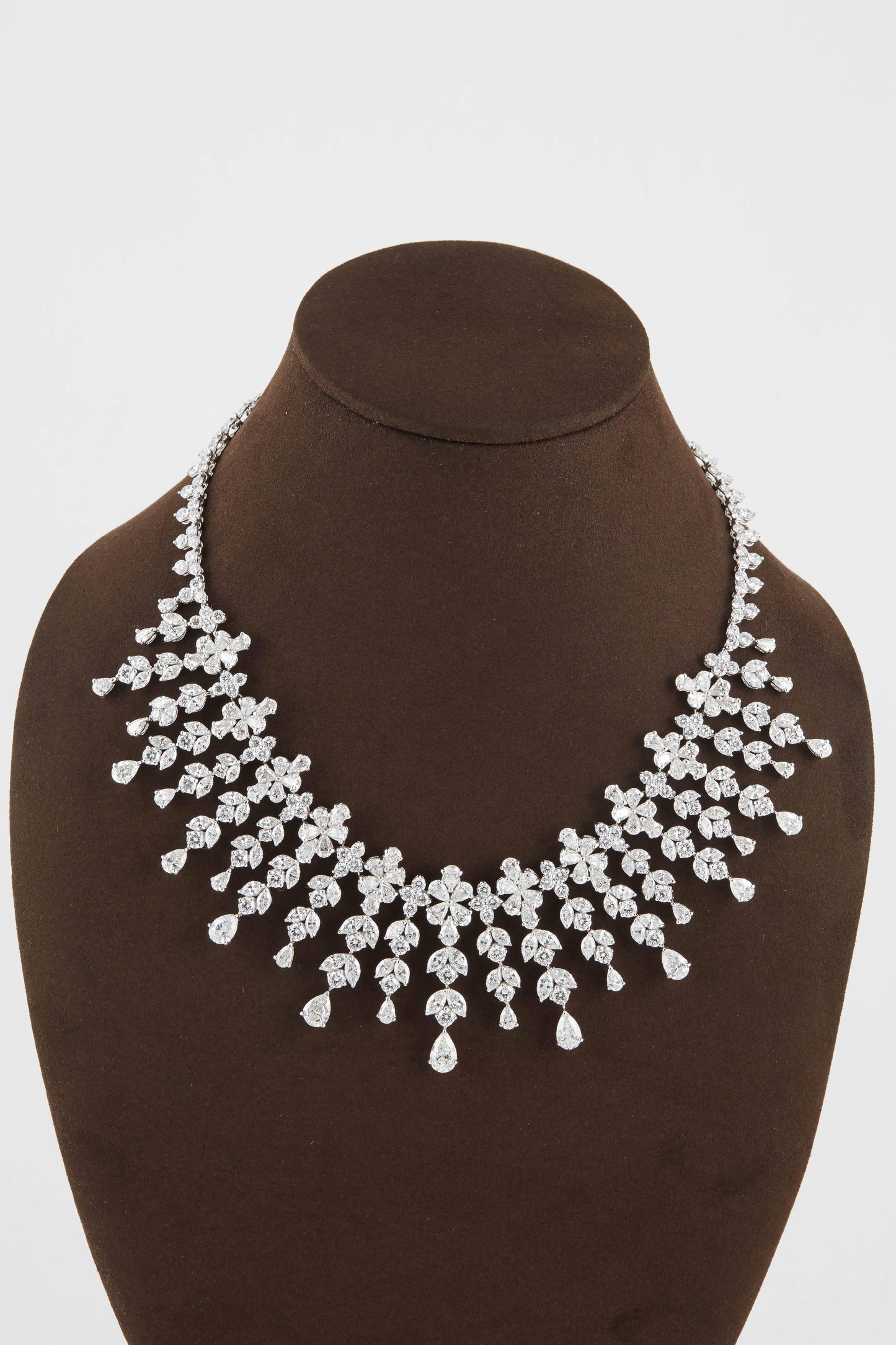 Magnificent 63 Carat Diamond Drop Necklace in Polished Platinum