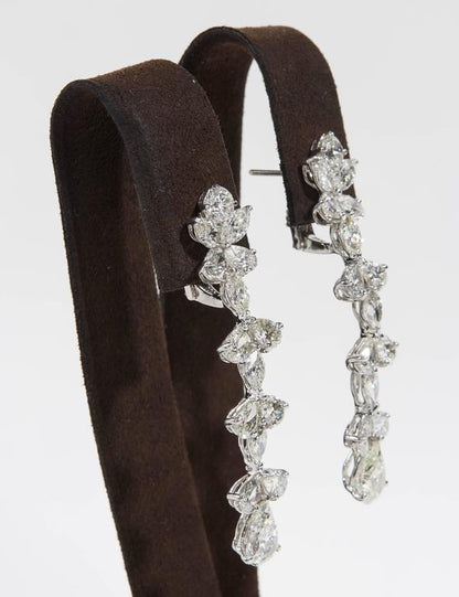 12.76 Carat Pear and Marquise Diamond Platinum Dangle Earrings