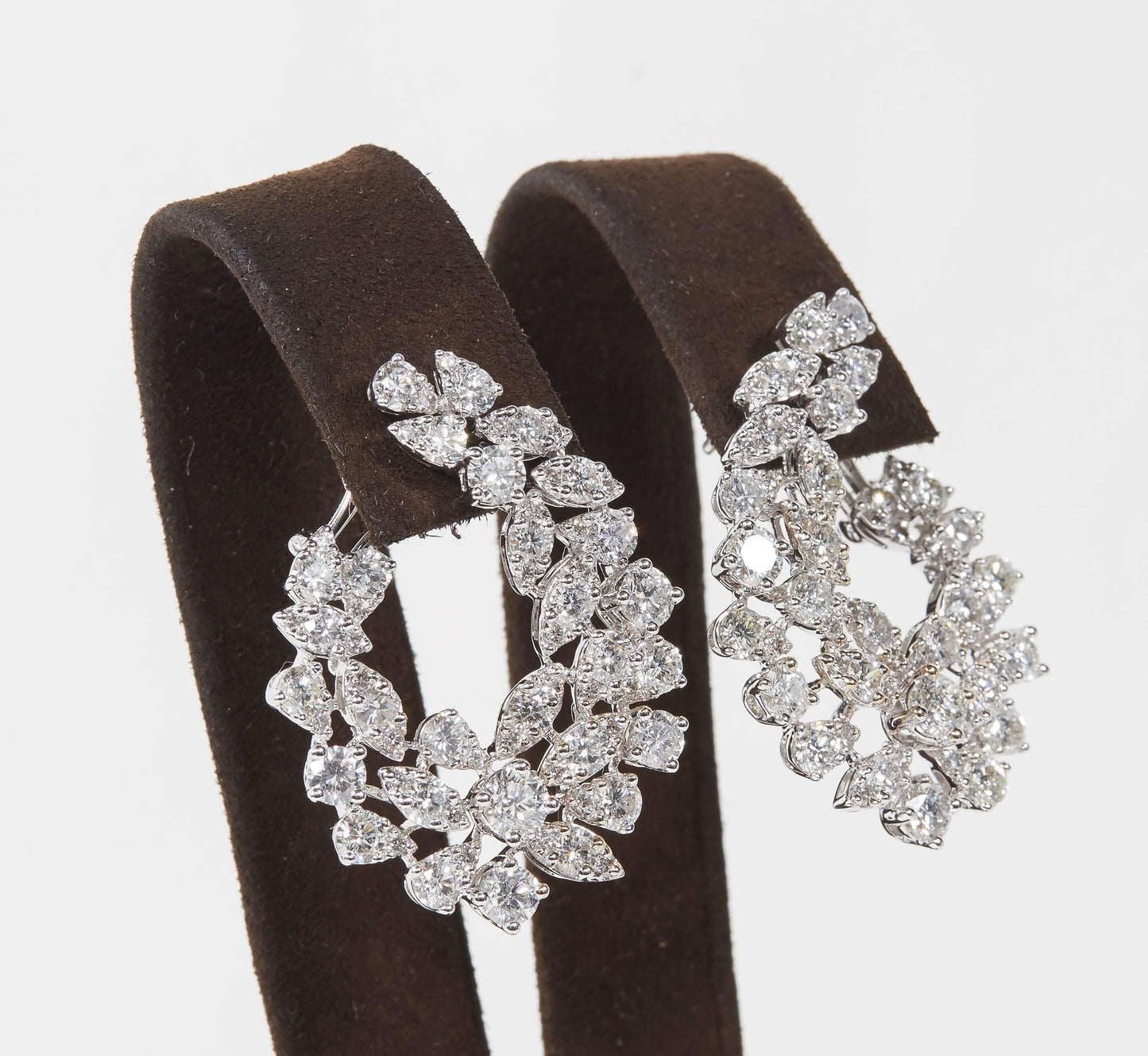 Diamond Scene 8.43ct Multi Shape Diamond Swirl Drop Earrings 18k Gold