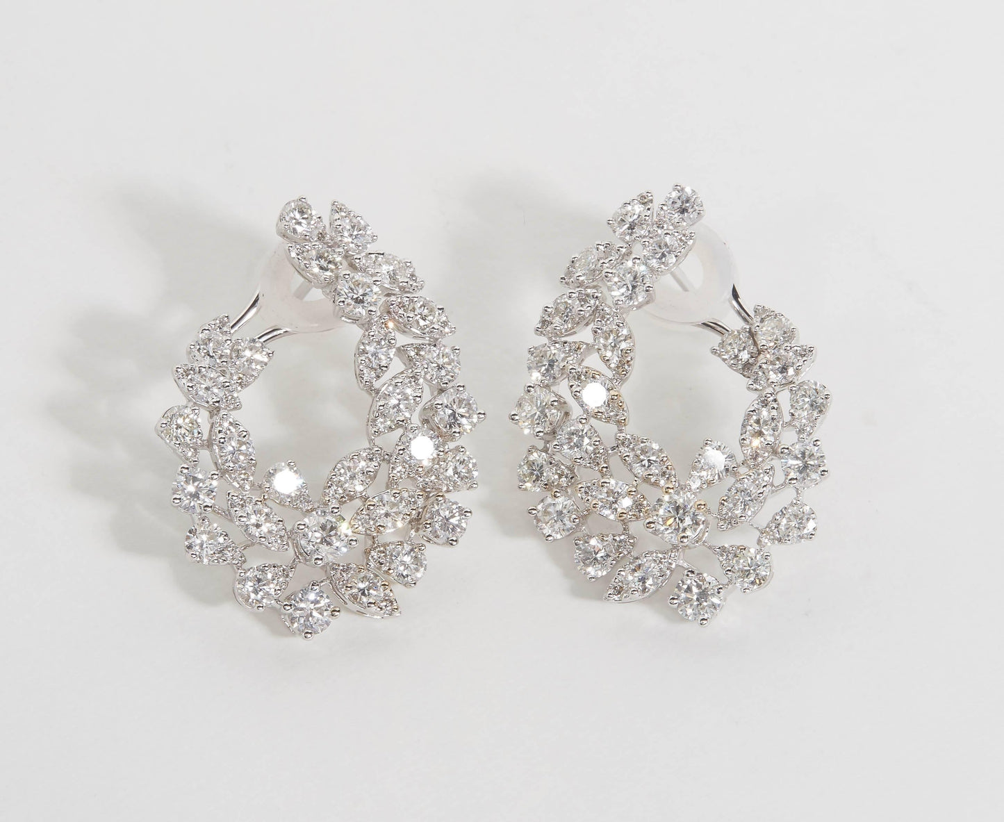 Diamond Scene 8.43ct Multi Shape Diamond Swirl Drop Earrings 18k Gold