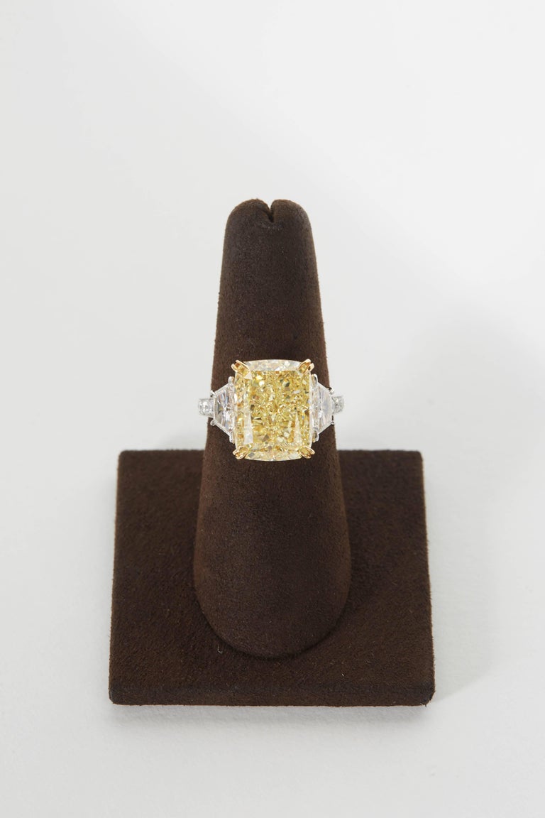 10 Carat Fancy Yellow GIA Cushion Diamond Engagement Ring