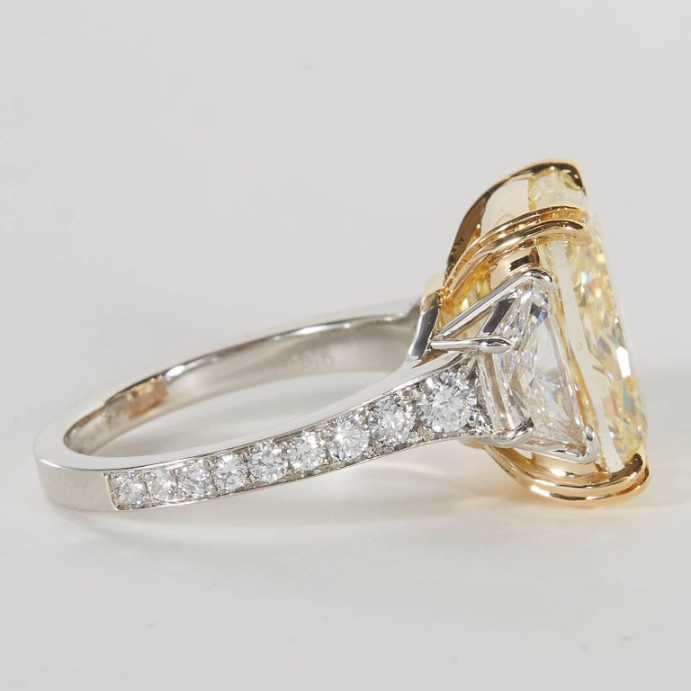 10 Carat Fancy Yellow GIA Cushion Diamond Engagement Ring