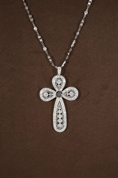 Handmade Platinum Diamond Cross Pendant On 20 Inch Diamond Chain