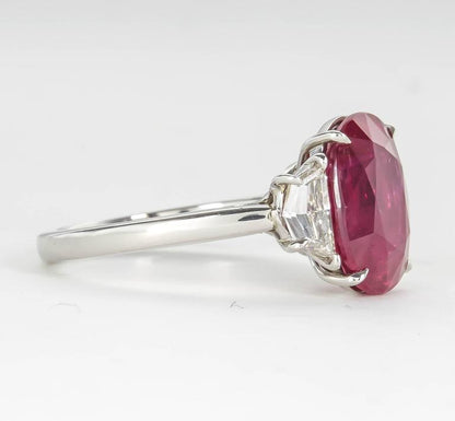 GIA Certified 5.33 Carat Ruby Diamond Platinum Cocktail Ring