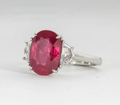 GIA Certified 5.33 Carat Ruby and Diamond Platinum Cocktail Ring