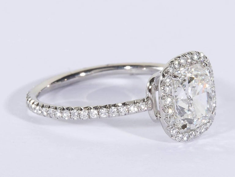 2.04 Carat GIA Cushion Cut Diamond Platinum Engagement Ring
