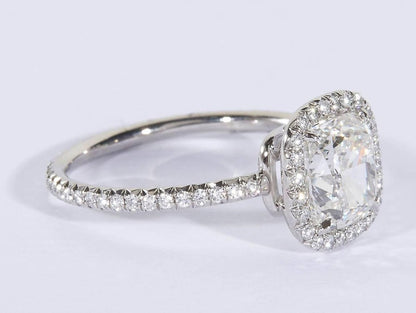 2.04 Carat GIA Cushion Cut Diamond Platinum Engagement Ring
