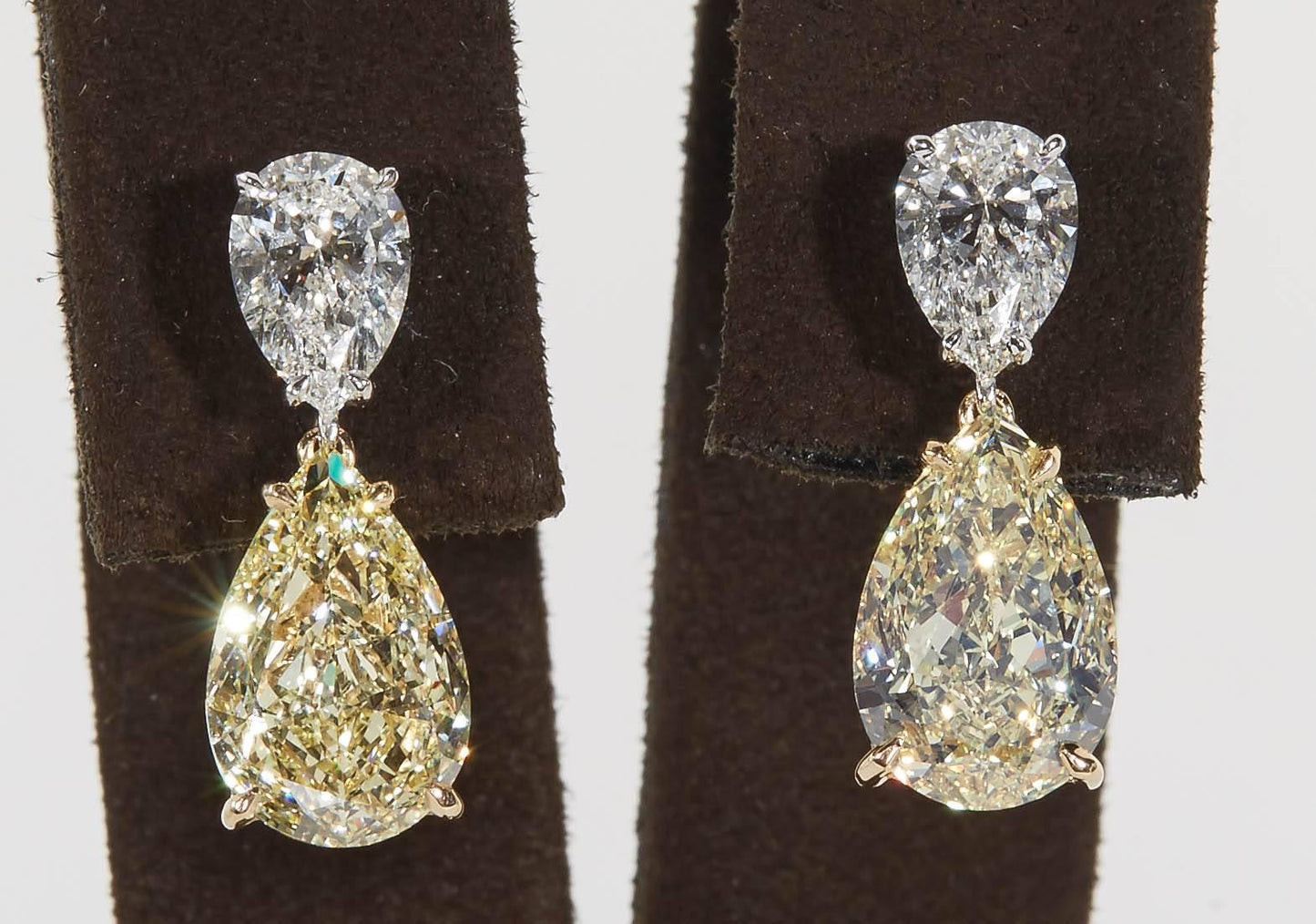 GIA Certified Fancy Yellow and White Diamond 18k Gold Earrings