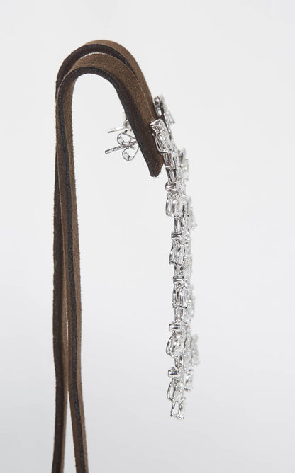 Elegant 8.82ct Diamond Cascade Dangle Earrings in 18k White Gold