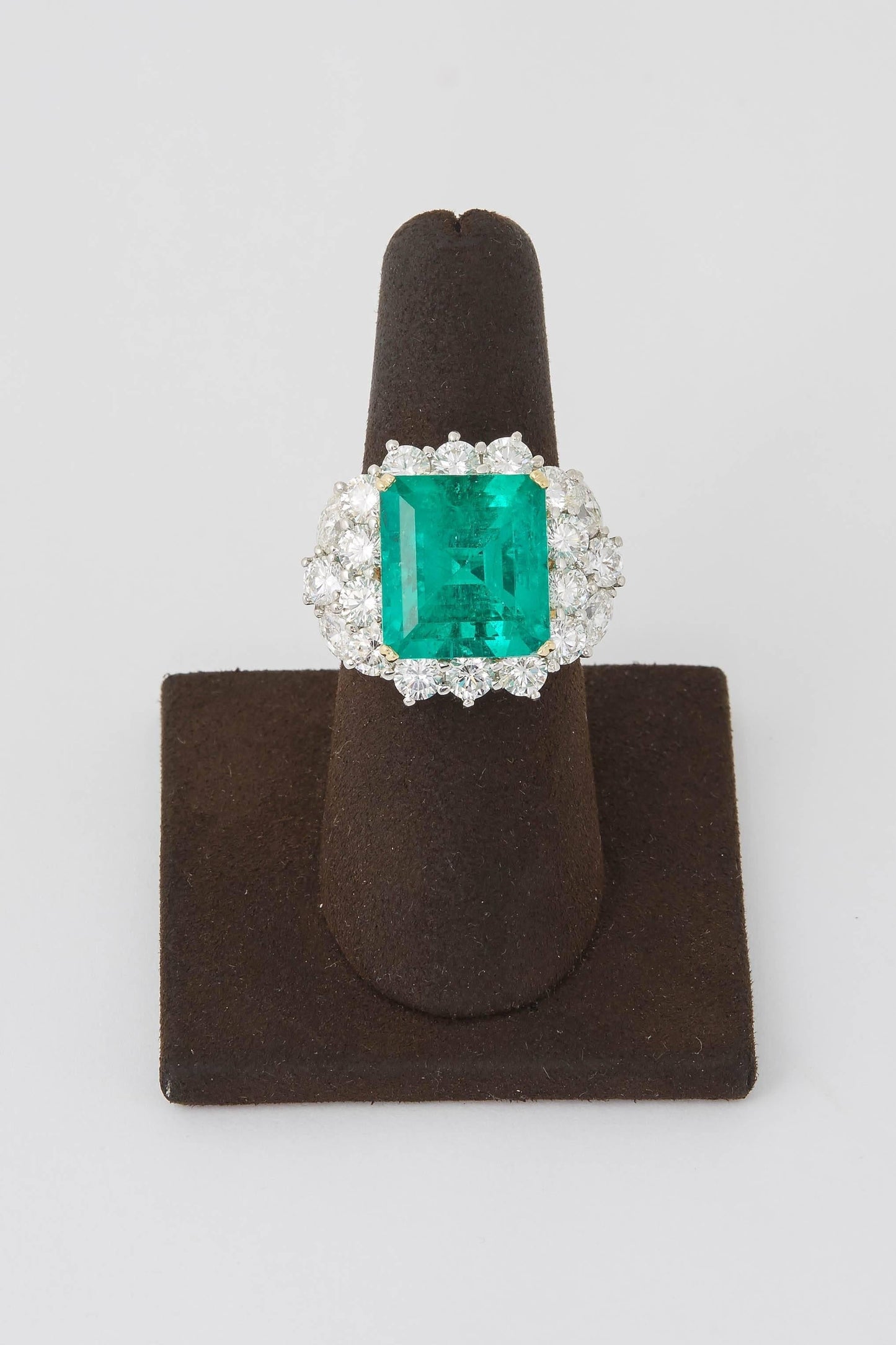 GIA Certified 11 Carat Colombian Emerald Diamond Platinum Cocktail Ring