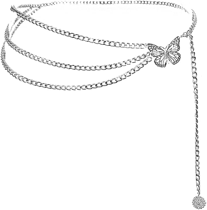 Women Long Tassel Waist Chain Belt Multilayer Body Belly Chain Metal Gold Silver Waist Chain Belt for Women Dress - WORLD TIME VISITS