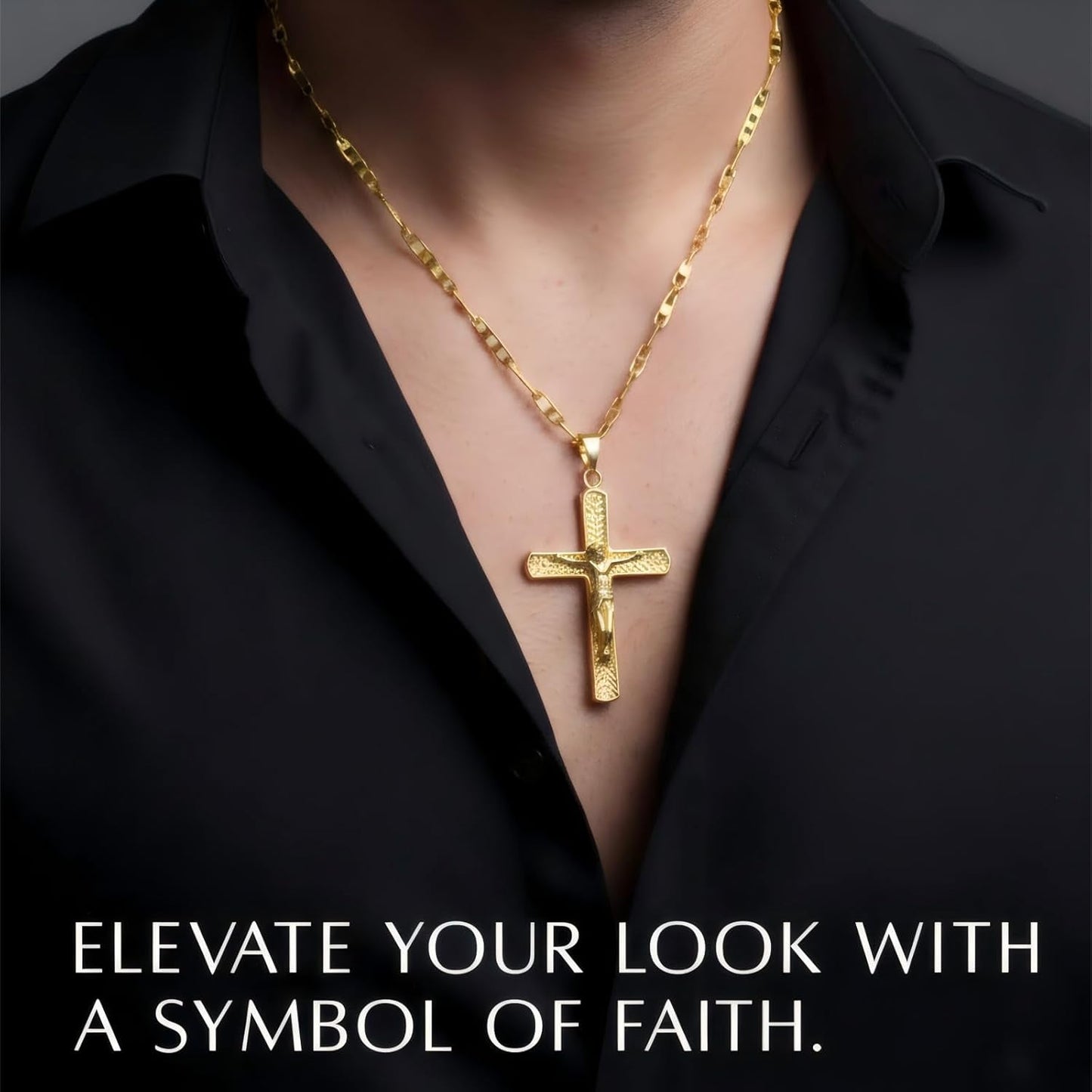 Gold Crucifix Necklace 14K Gold Cross Necklace Jesus Cross Pendant Religious Catholic Jewelry for Men Women
