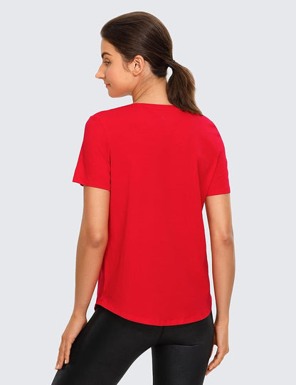 Women'S Pima Cotton Short Sleeve Workout Shirts Casual Yoga T-Shirt Soft Athletic Top - WORLD TIME VISITS