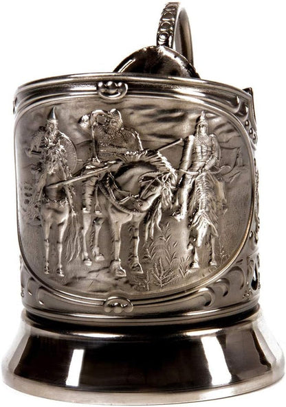 Soviet Drinking Glass Holder Three Bogatyrs Russian Tea Glass Holder/Russian Podstakannik for Hot or Cold Liquids - WORLD TIME VISITS