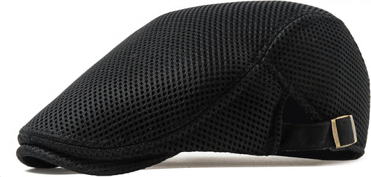 Men'S Breathable Mesh Summer Hat Adjustable Newsboy Beret Ivy Cap Cabbie Flat Cap Gatsby Driving Hunting Hats